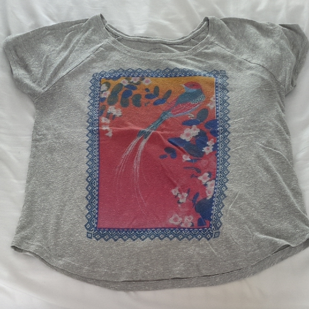 Lucky Brand Gray Short Sleeve Tee with Graphic Design